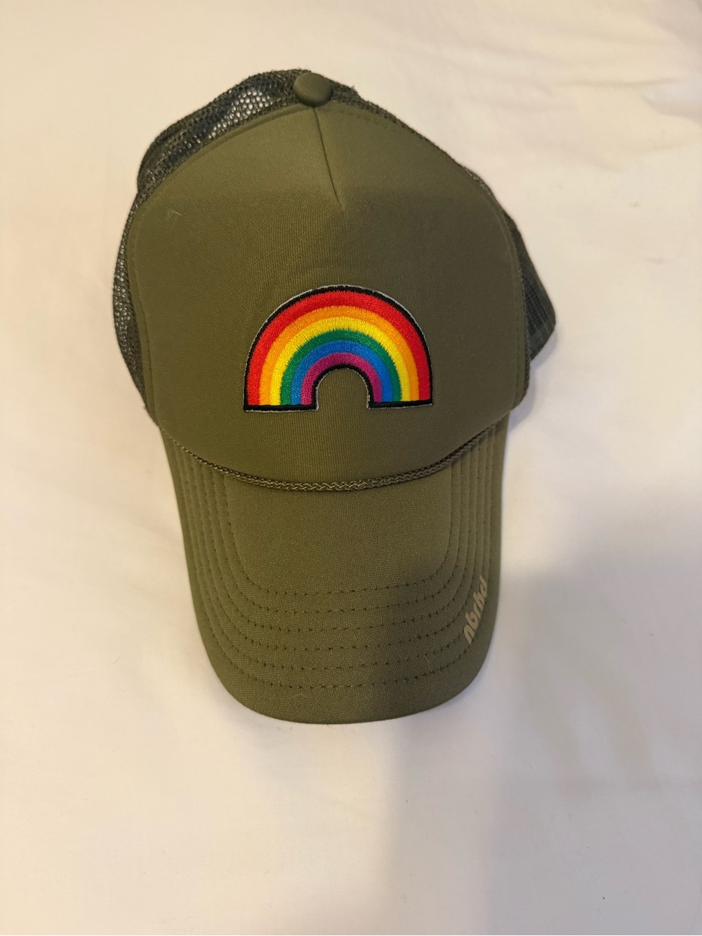 Olive Rainbow Patch Trucker Hat - Casual Women's Cap